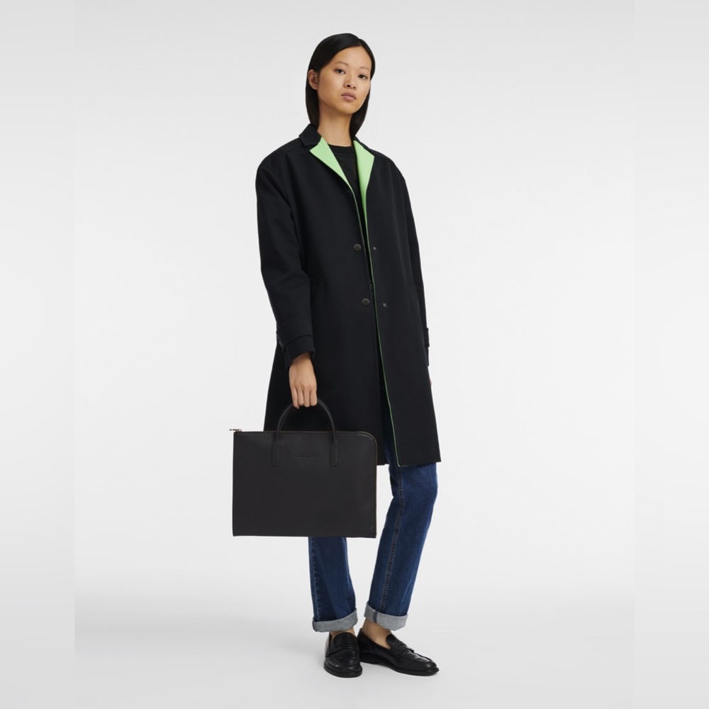 Longchamp Le Foulonné Women’s Briefcase - Black Leather